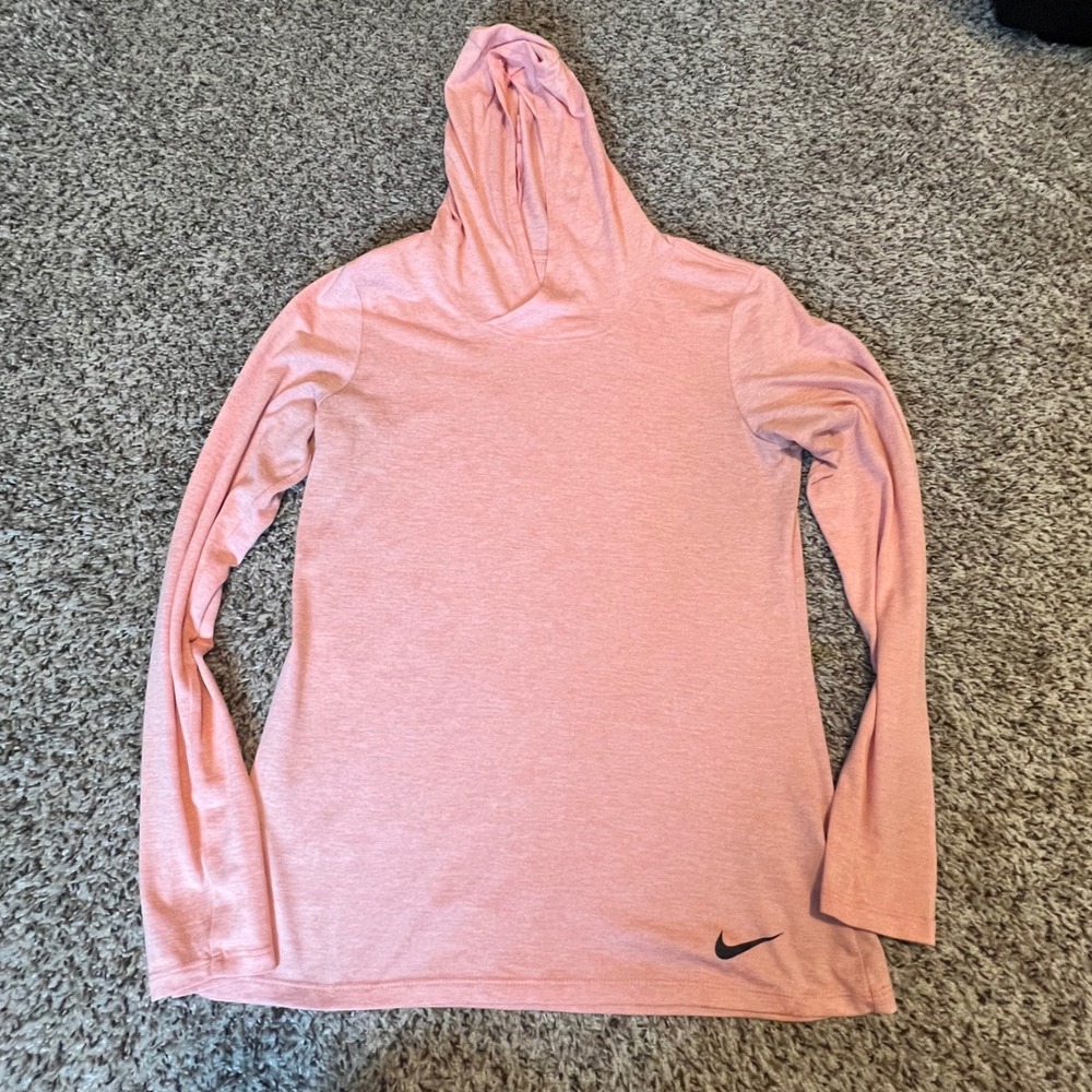 Nike Dri-FIT Womens Small Pink Heathered Long Sleeve Pullover Training Hoodie